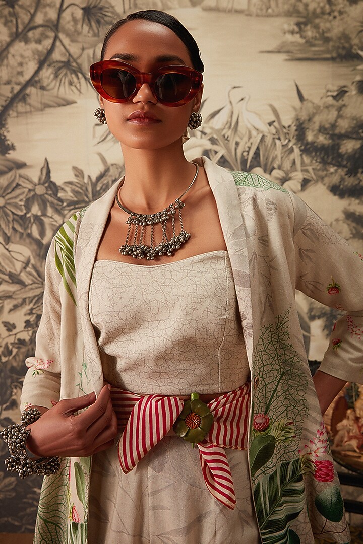 Light Grey Botanical Printed Co-Ord Set by Kalista at Pernia's Pop Up Shop
