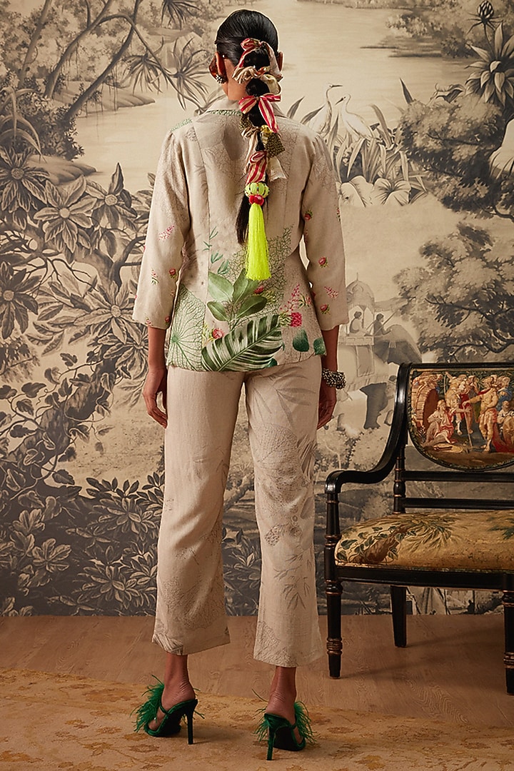 Light Grey Botanical Printed Co-Ord Set by Kalista at Pernia's Pop Up Shop