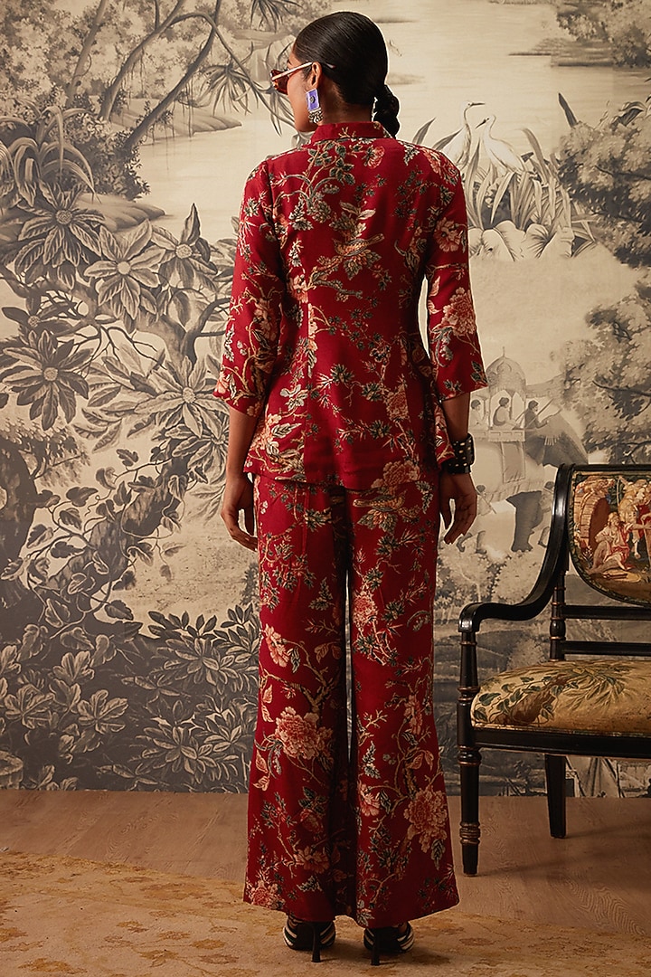 Maroon Printed Co-Ord Set by Kalista at Pernia's Pop Up Shop