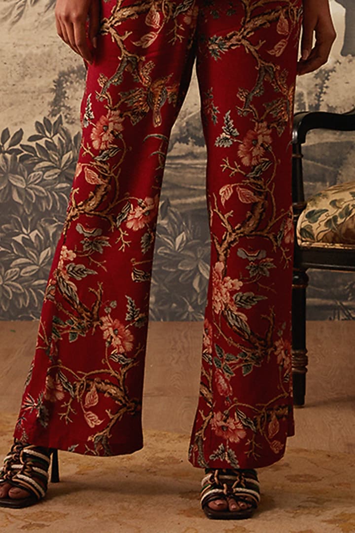Maroon Printed Co-Ord Set by Kalista at Pernia's Pop Up Shop
