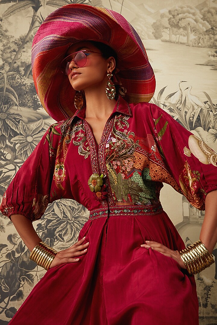 Magenta Printed Jumpsuit by Kalista at Pernia's Pop Up Shop