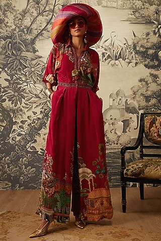 Magenta Printed Jumpsuit by Kalista