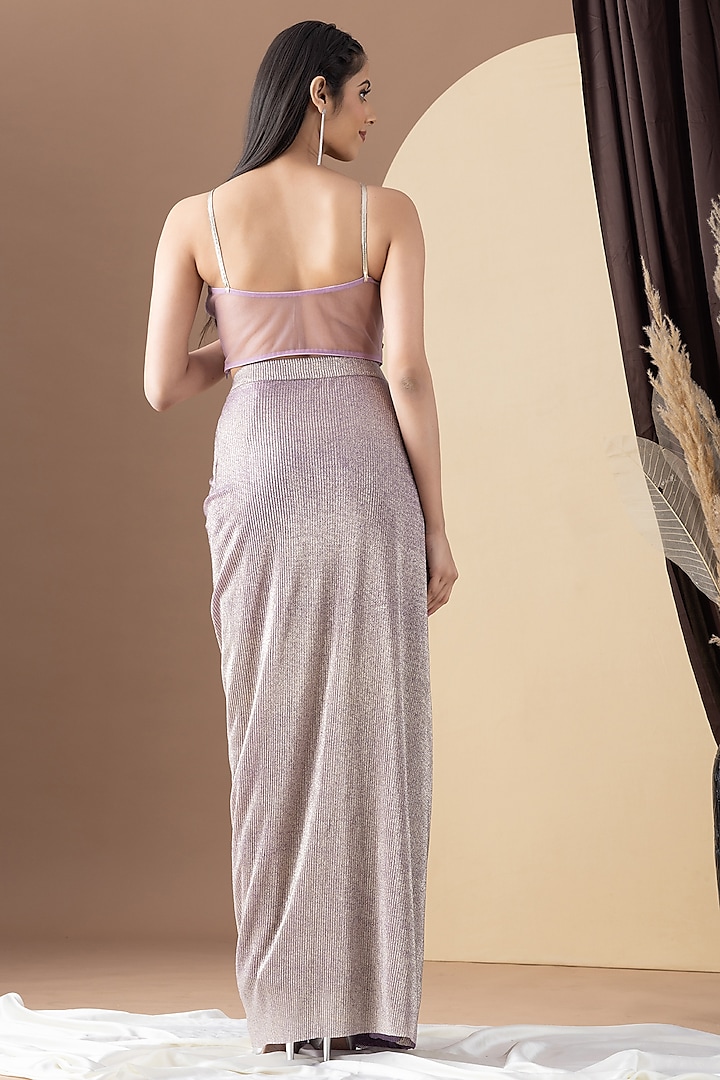 Lavender Ombre Organza Hand Embellished Cape Set by KM By Kavita at Pernia's Pop Up Shop