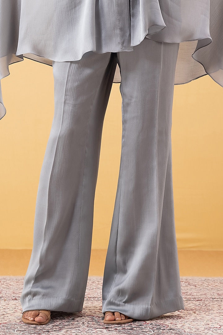Grey Armani Chiffon Hand Work Kaftan Set by KM By Kavita at Pernia's Pop Up Shop
