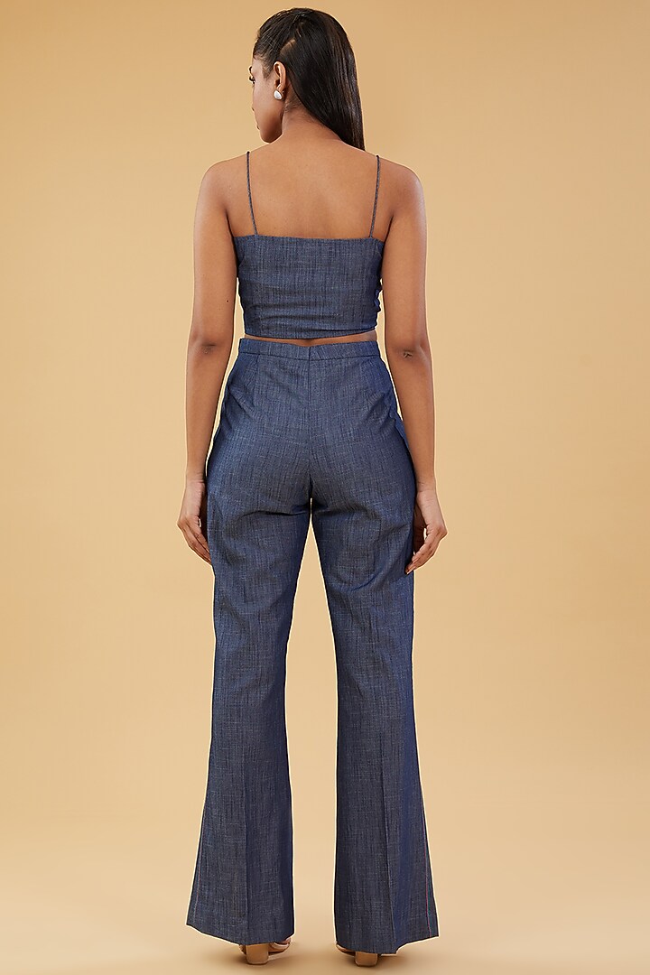 Blue Denim Hand Embellished Co-Ord Set by KM By Kavita at Pernia's Pop Up Shop