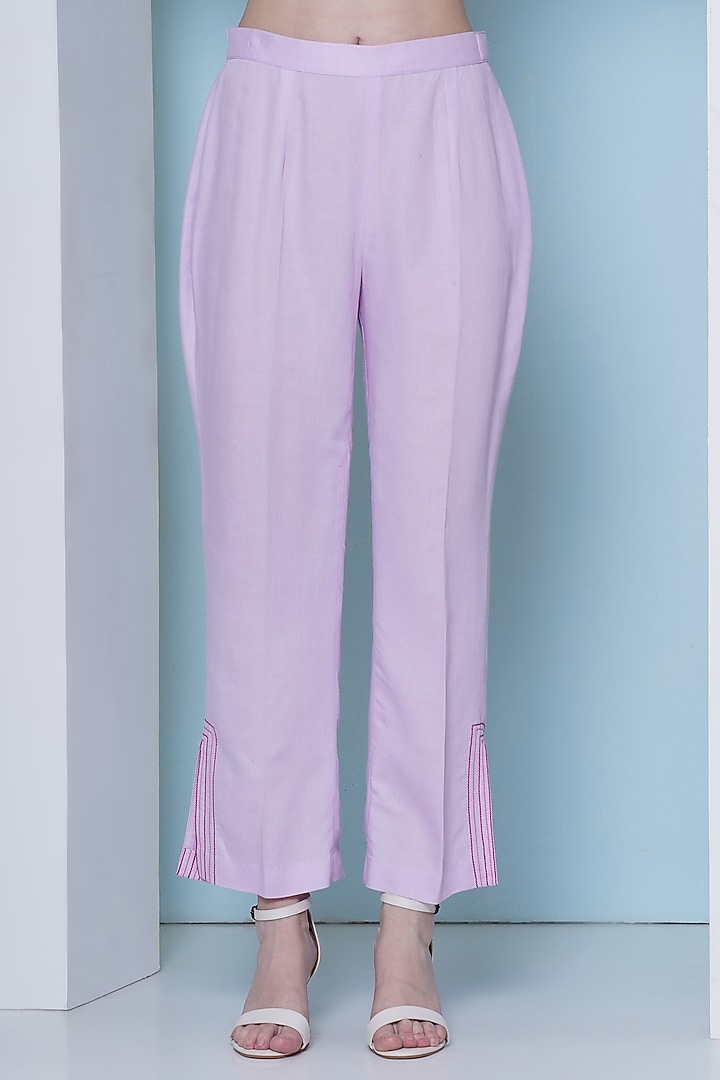 Light Pink Linen Cotton Zardosi Hand Work Co-Ord Set by KM By Kavita at Pernia's Pop Up Shop