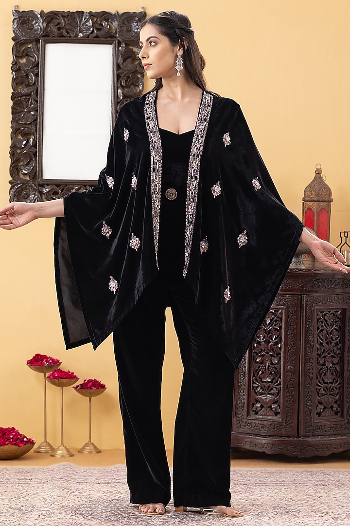 Black Velvet Jumpsuit by KM By Kavita at Pernia's Pop Up Shop