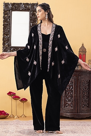 Black Velvet Jumpsuit by KM By Kavita
