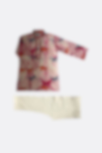 Pink Tie-Dye Kurta Set For Boys by Krishna Mehta Kids at Pernia's Pop Up Shop