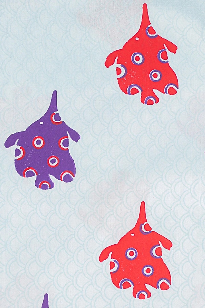 Sky Blue Printed Kurta Set For Boys by Krishna Mehta Kids at Pernia's Pop Up Shop