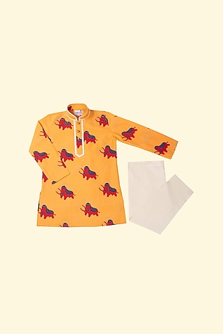 Mango Cotton Printed Kurta Set For Boys by Krishna Mehta Kids