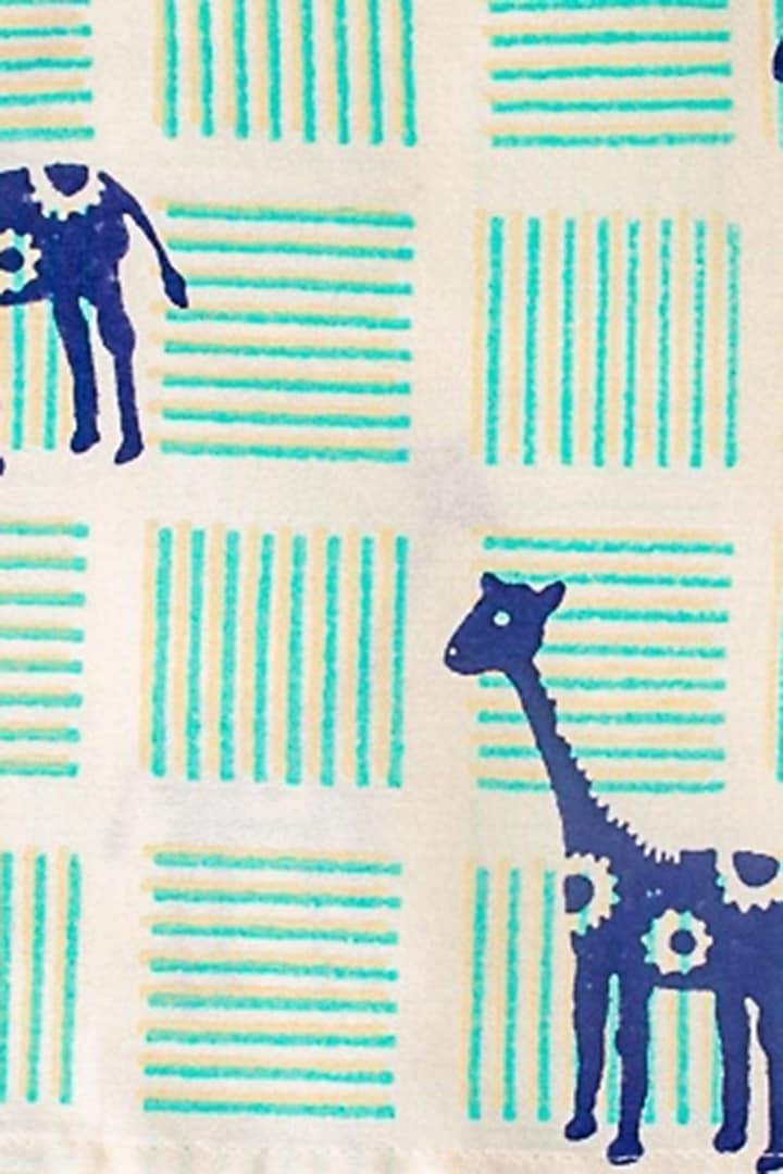 Blue Printed Kurta Set For Boys by Krishna Mehta Kids at Pernia's Pop Up Shop