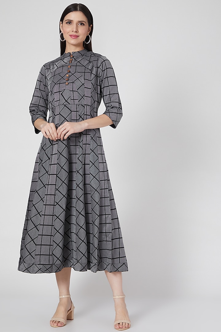 Grey Printed Summer Dress by Komal Shah