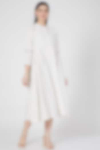 Vanilla White Embroidered Summer Dress by Komal Shah