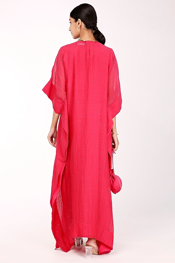 Pink Chanderi Embroidered Kaftan by Komal Shah at Pernia's Pop Up Shop