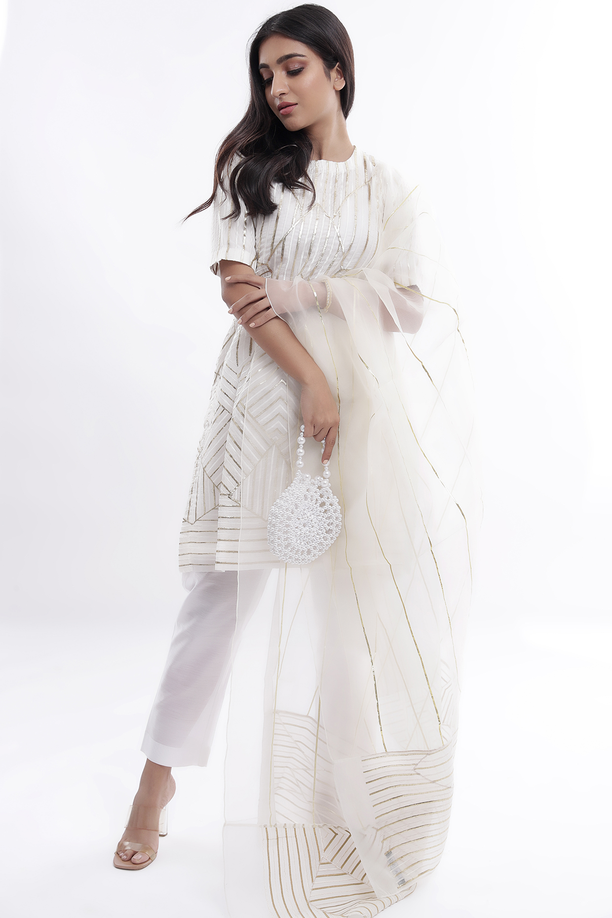 White Organza Kurta Set by Komal Shah