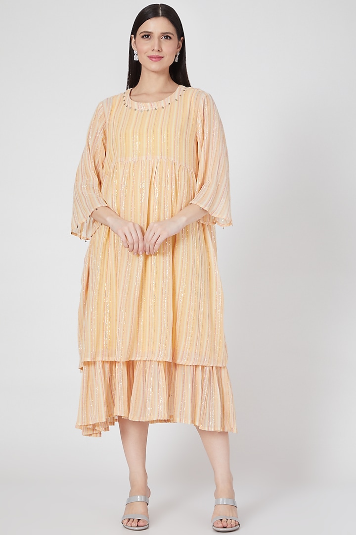 Yellow Rayon Boho Dress by Komal Shah
