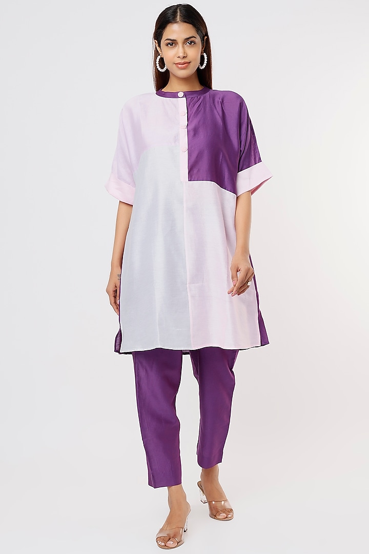Purple Chanderi Tunic Set by Komal Shah
