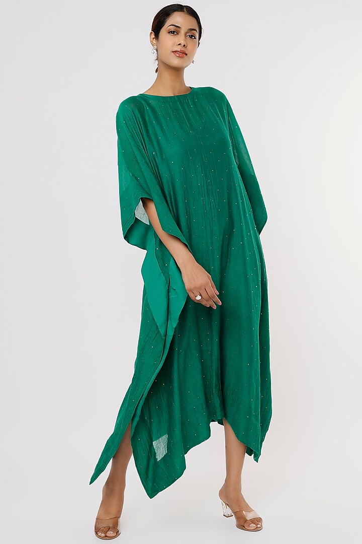 Emerald Green Embroidered Kaftan With Inner by Komal Shah