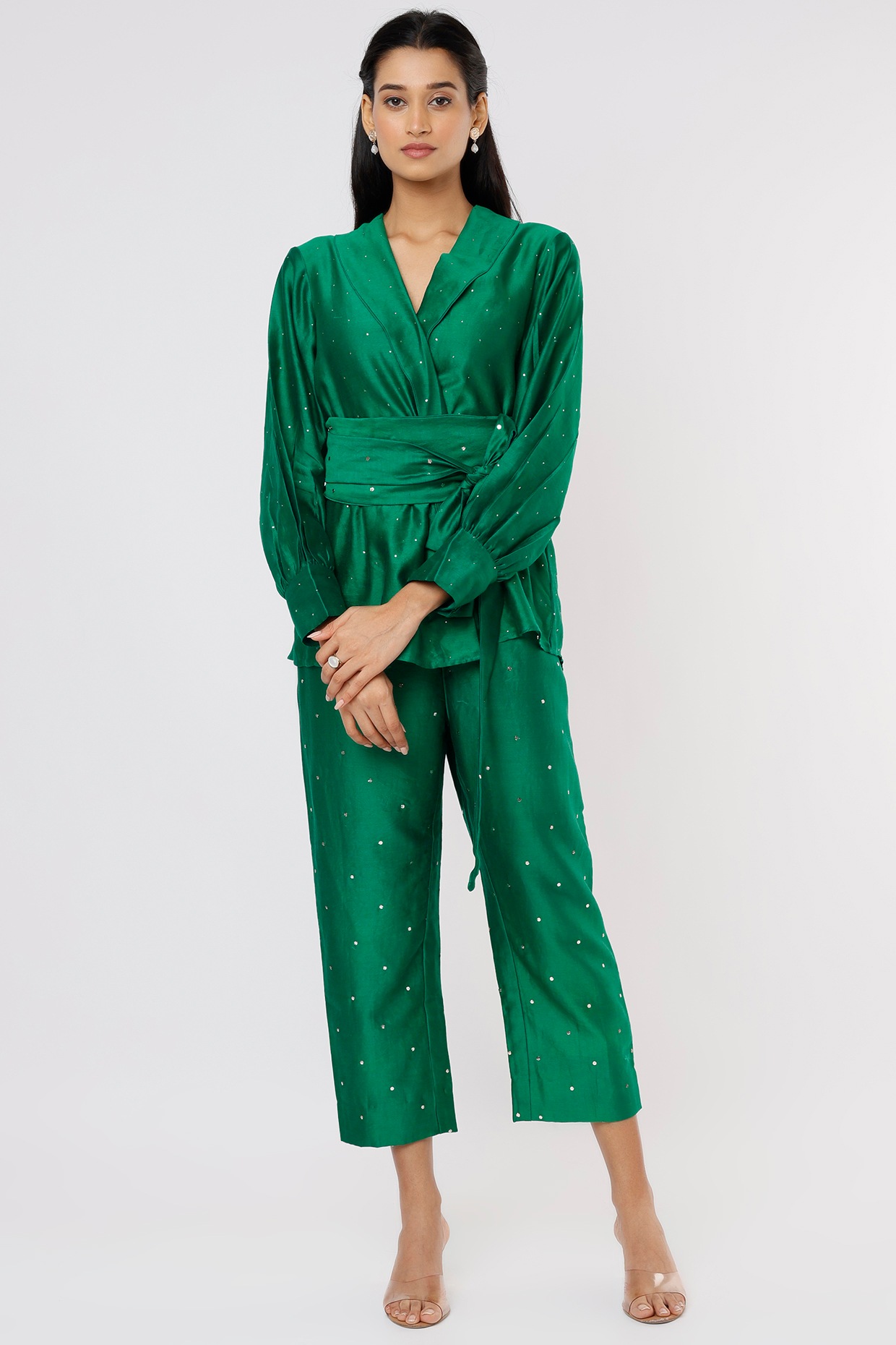 Emerald Green Embroidered Co-ord Set
