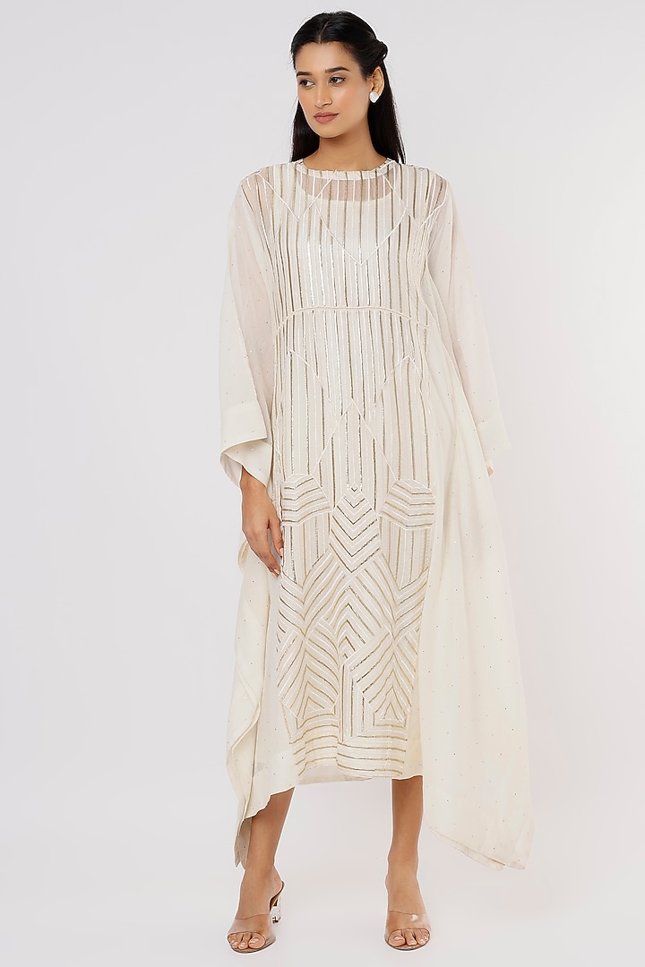 Off-White Embroidered Kaftan With Inner by Komal Shah