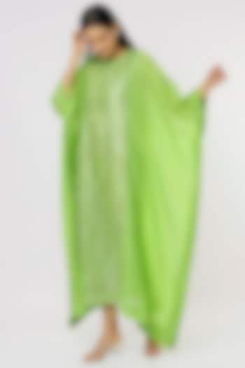 Leaf Green Embroidered Kaftan With Inner by Komal Shah