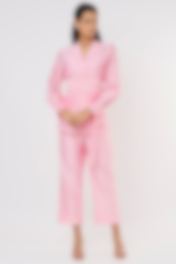 Baby Pink Embroidered Co-Ord Set by Komal Shah at Pernia's Pop Up Shop