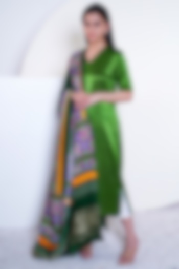 Green Mashru Tunic Set by Komal Shah