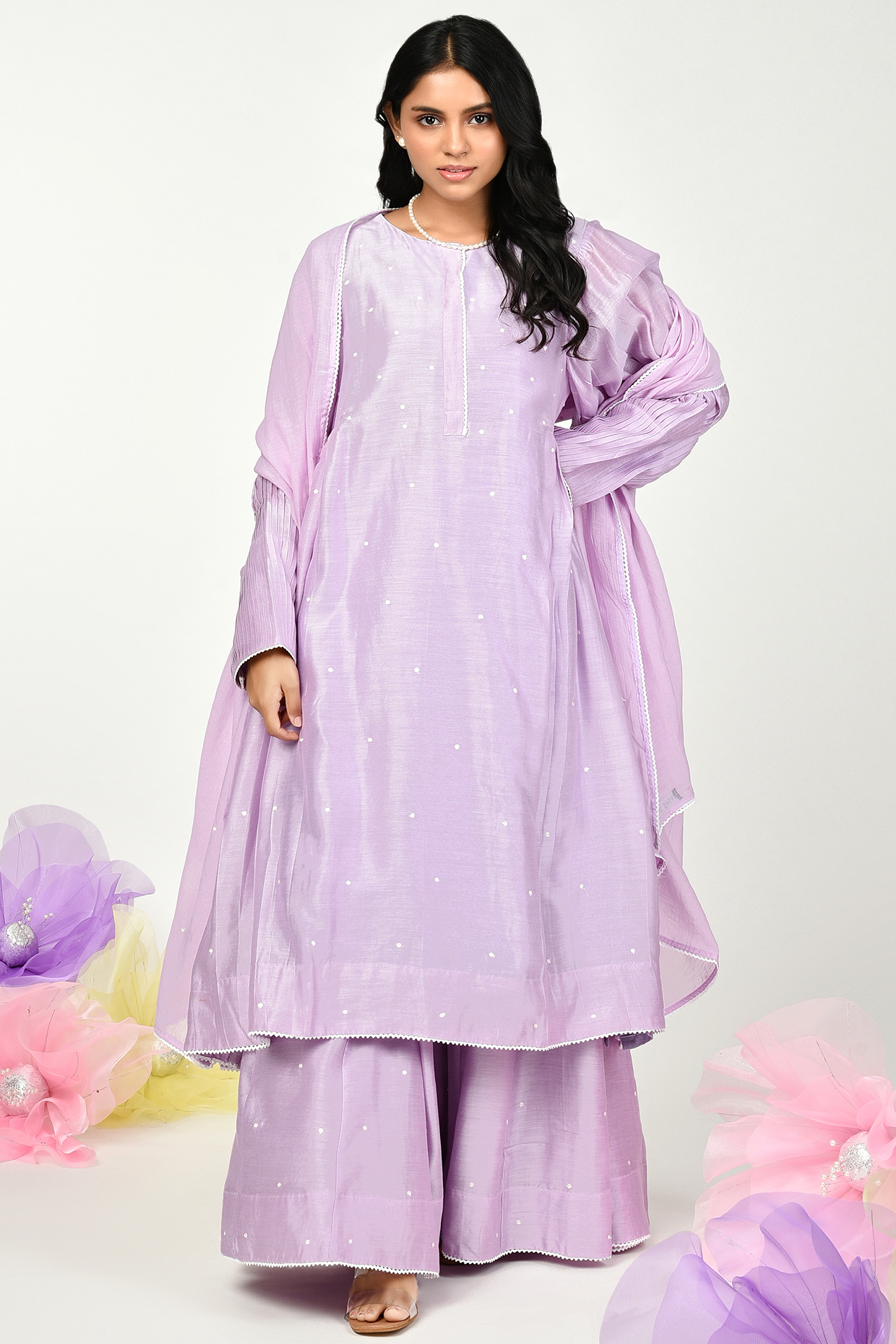 Lilac Chanderi Sharara Set by Komal Shah at Pernia's Pop Up Shop