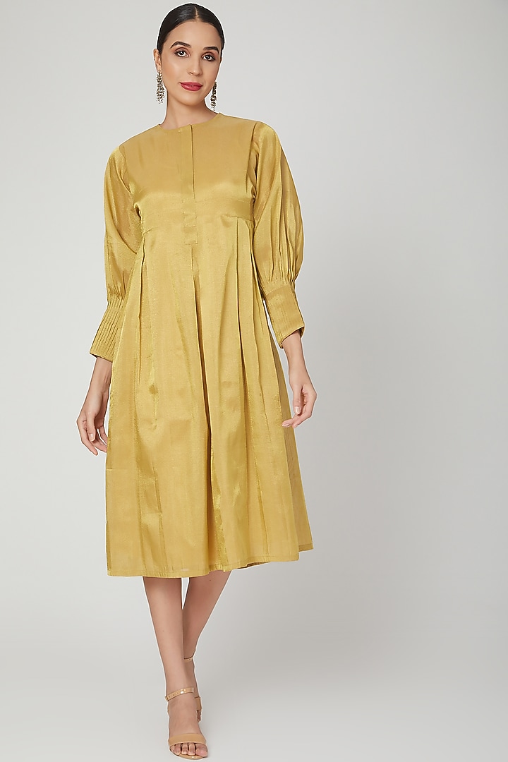 Gold Box Pleated Vacation Dress by Komal Shah at Pernia's Pop Up Shop