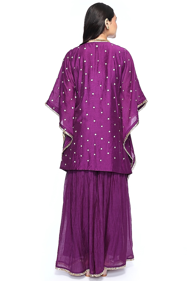 Deep Purple Chanderi Gharara Set  by Komal Shah at Pernia's Pop Up Shop