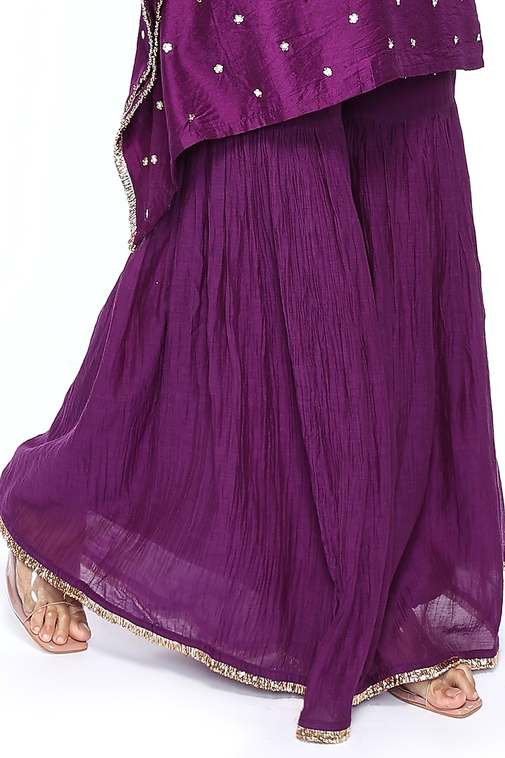 Deep Purple Chanderi Gharara Set  by Komal Shah at Pernia's Pop Up Shop