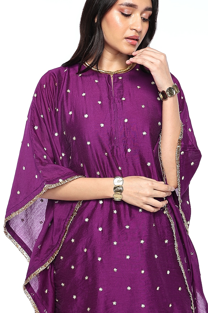 Deep Purple Chanderi Gharara Set  by Komal Shah at Pernia's Pop Up Shop