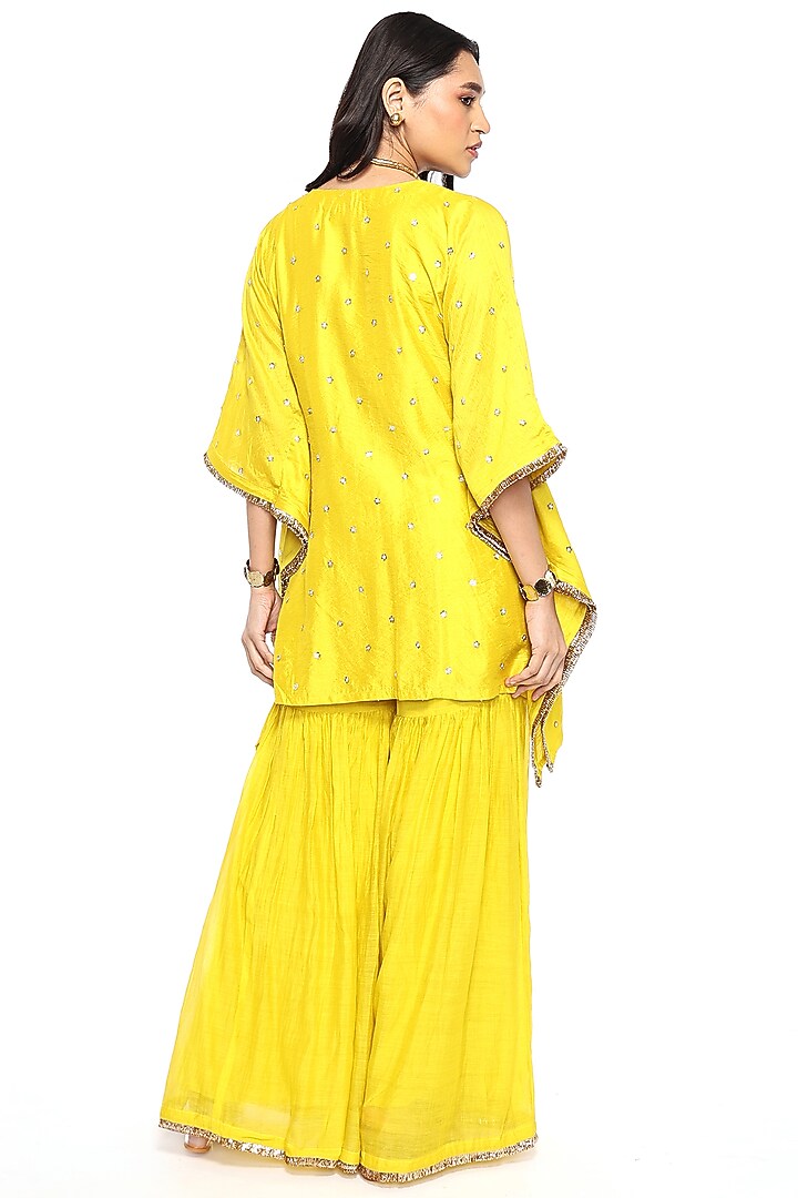 Mustard Chanderi Gharara Set  by Komal Shah at Pernia's Pop Up Shop