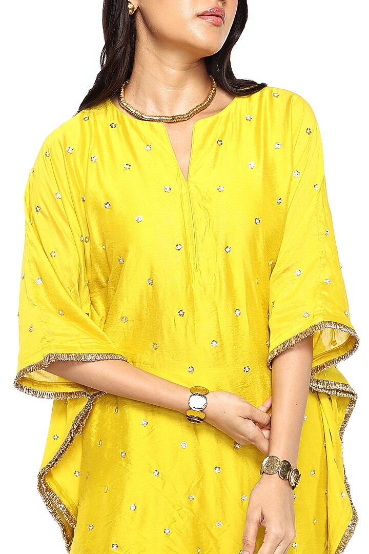 Mustard Chanderi Gharara Set  by Komal Shah at Pernia's Pop Up Shop