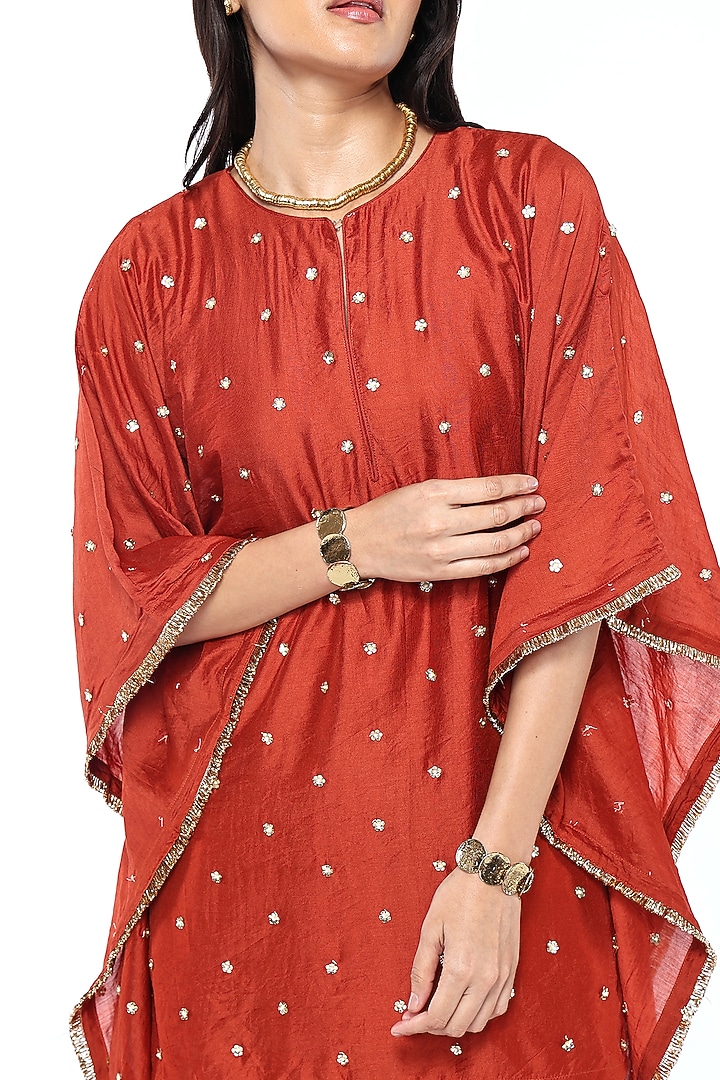 Rust Chanderi Gharara Set  by Komal Shah at Pernia's Pop Up Shop