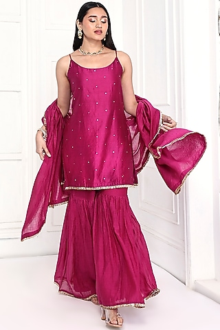 Plum Chanderi Gharara Set  by Komal Shah