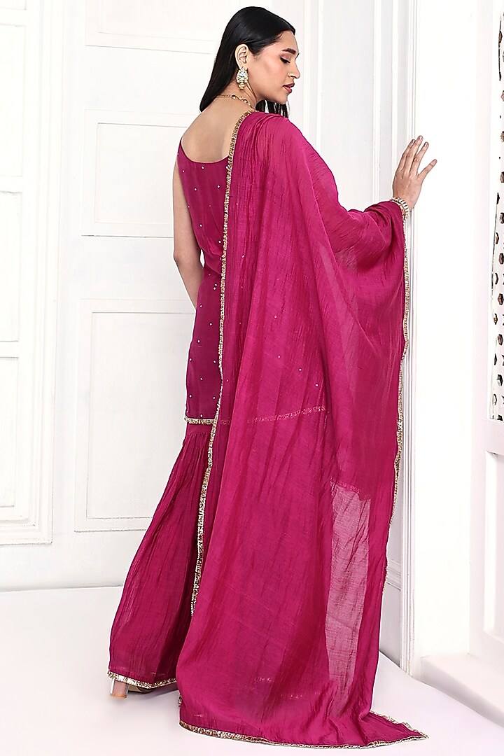 Plum Chanderi Gharara Set  by Komal Shah at Pernia's Pop Up Shop