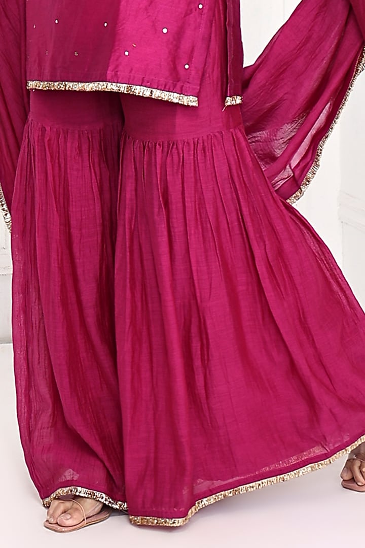 Plum Chanderi Gharara Set  by Komal Shah at Pernia's Pop Up Shop