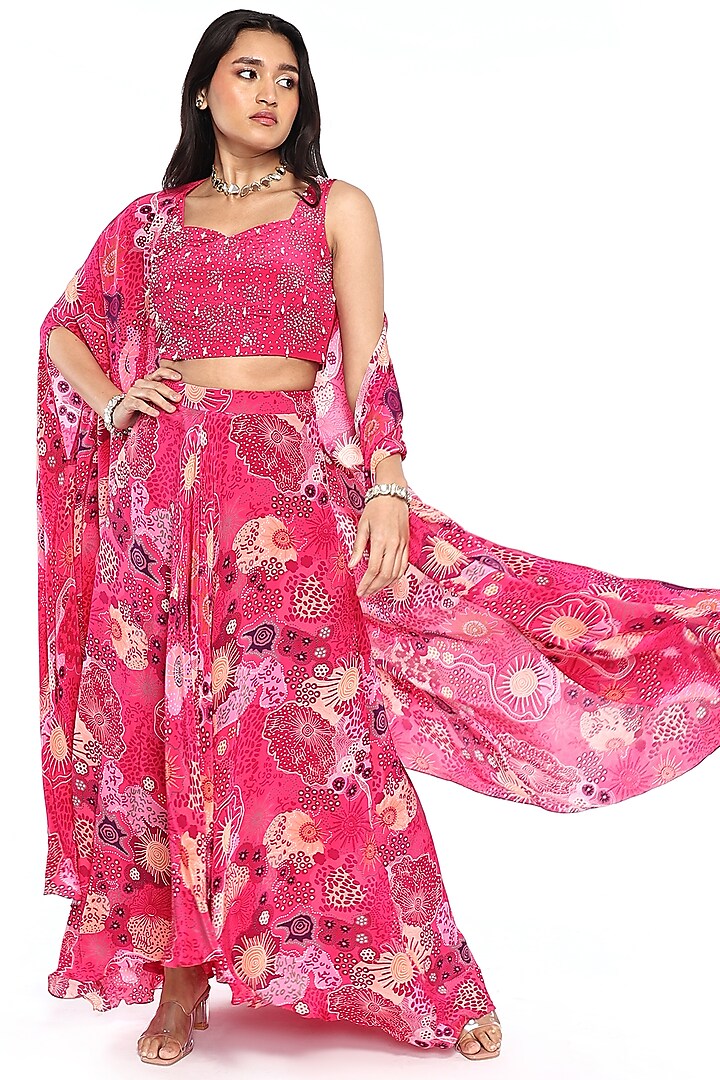 Pink Georgette Dhoti Skirt Set by Komal Shah at Pernia's Pop Up Shop