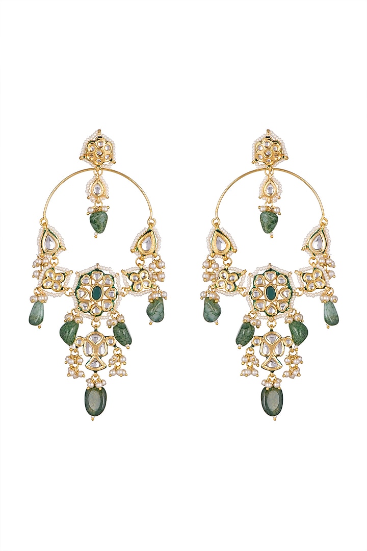 Gold Plated Kundan Chandbali Earrings by Just Shraddha at Pernia's Pop Up Shop