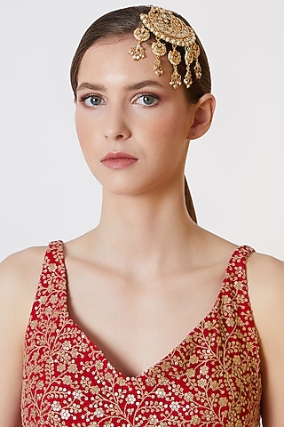 Gold Plated Chandbali Latkan Pasa by Just Shraddha