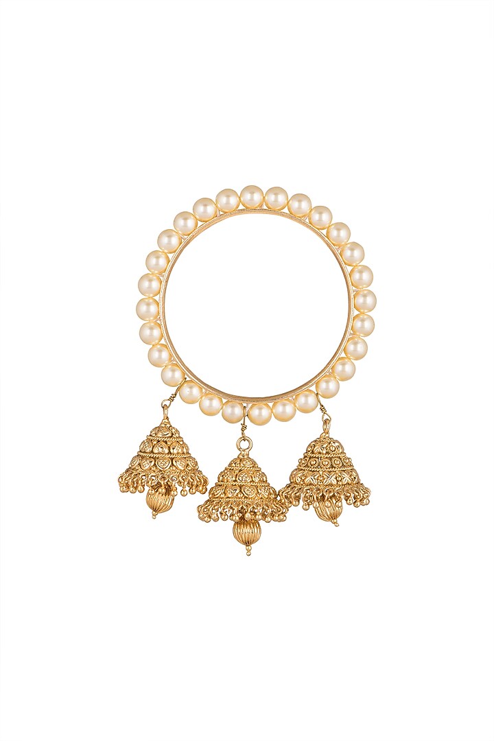 Gold Plated Pearls Bangle by Just Shraddha at Pernia's Pop Up Shop