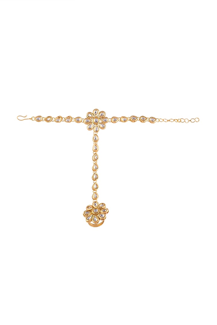 Gold Plated Kundan Hathphool (Set Of 2) by Just Shraddha at Pernia's Pop Up Shop