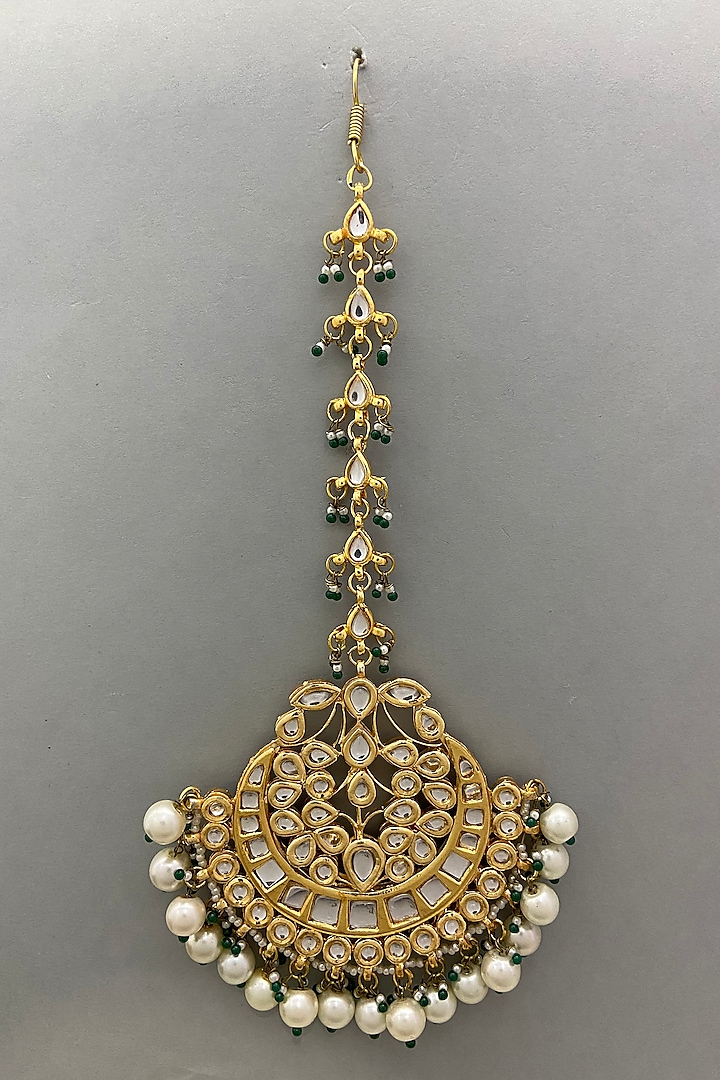 Gold Plated Pearls Maang Tikka by Just Shraddha