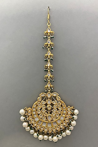 Gold Plated Pearls Maang Tikka by Just Shraddha
