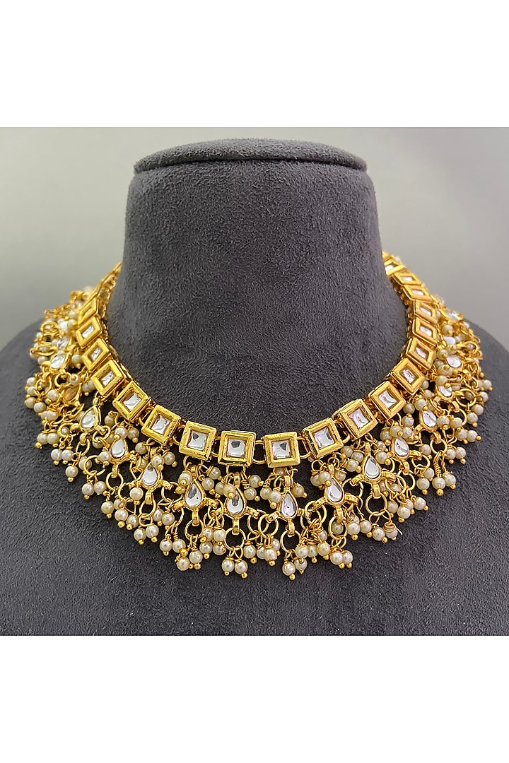 Gold Plated Pearls Necklace by Just Shraddha at Pernia's Pop Up Shop