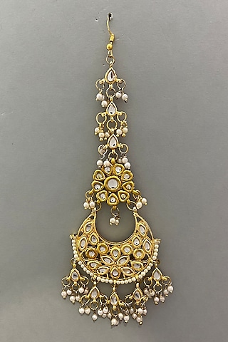 Gold Plated Raindrop Hangings Maang Tikka by Just Shraddha