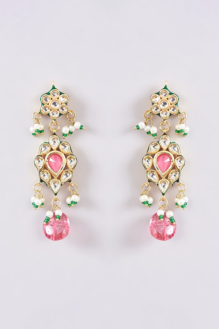 Gold Plated Kundan Polki Beaded Necklace Set by Just Shraddha at Pernia's Pop Up Shop