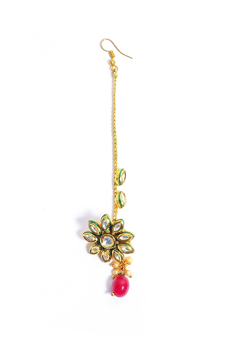 Gold Plated Kundan Polki Borla Maang Tikka by Just Shraddha at Pernia's Pop Up Shop